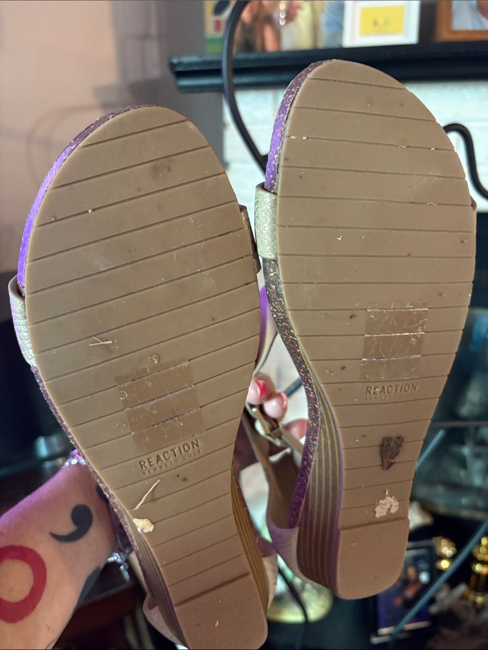 Wedge T-Strap Sandals in Light Beige by Reaction - Picture 6 of 6